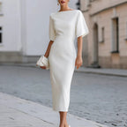 Briar Midi Dress with Bateau Neckline & Tailored Fit