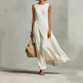 Sleeveless Asymmetrical Linen Maxi Dress
