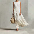 Sleeveless Asymmetrical Linen Maxi Dress
