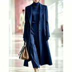 Elegant Oversized Notched Collar Maxi Wool Coat