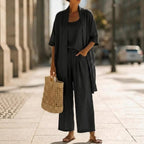 Women Linen-Blend Three-Piece Casual Set