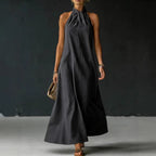 Linen-Blend Halter Neck Maxi Dress
