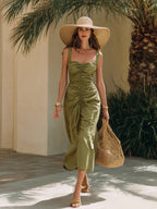 🔥 2026 Summer Must-Have | Ruched Sweetheart Midi Dress