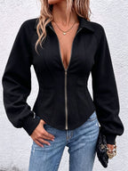 Women's Fitted Curved Hem Raglan Sleeve Corset Sweatshirt Top