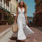 Santorini Lace Tiered Maxi Dress