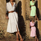New Autumn Button Shirt Dress Women Long Sleeve With Belt