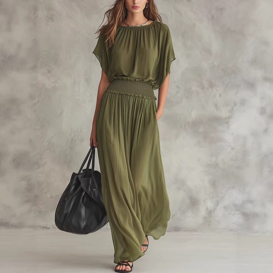 Flowy Wide-Leg Smocked Waist Jumpsuit