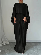 Women'S Cape Overlay Pleated Maxi Dress