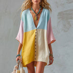 Sunset Breeze Color-Block Tunic Dress