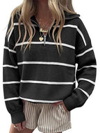 Soft Stripe Half-Zip Sweater