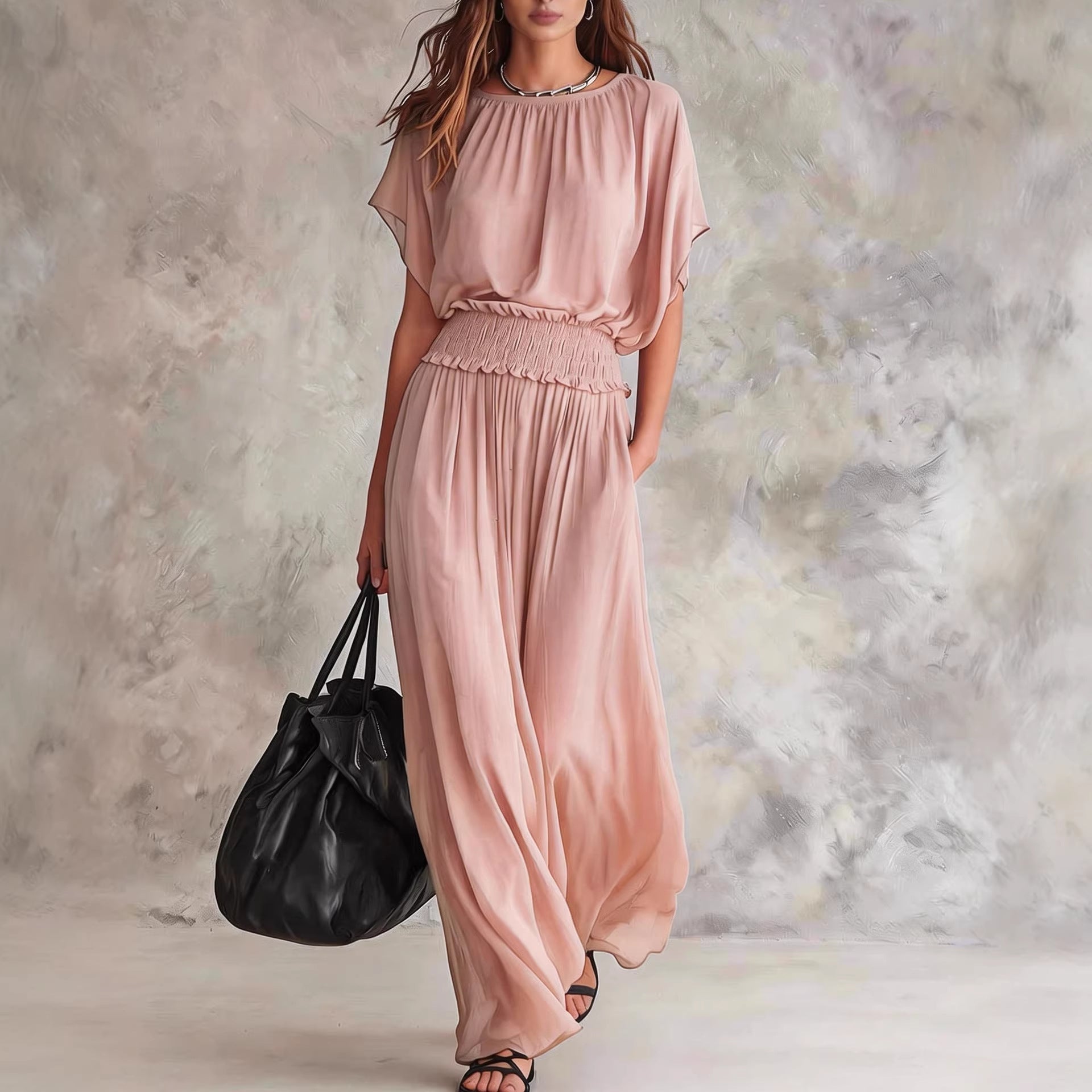Flowy Wide-Leg Smocked Waist Jumpsuit