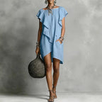 Elegant And Romantic Contrasting Color Ruffle Dress