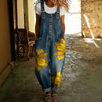Effortless Boho Floral Denim Overalls for Women