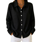 Women’s Light Blue Waffle Knit Lapel Button Down Long Sleeve Shirt