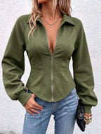 Women's Fitted Curved Hem Raglan Sleeve Corset Sweatshirt Top