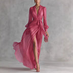 Fuchsia Chiffon Wrap Maxi Dress Timeless Elegance, Effortless Allure
