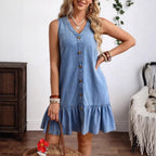 Women'S Popular Casual Sleeveless Denim Dress
