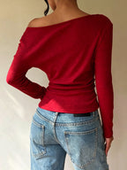 Stylish And Elegant Off-shoulder Knit Top With Lace Detailing