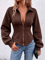 Women's Fitted Curved Hem Raglan Sleeve Corset Sweatshirt Top