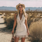 Western Fringe Mini Dress Bohemian Cowgirl Chic, Bold & Unapologetic