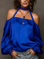 Temperament Off-Shoulder Matte Satin Shirt Top