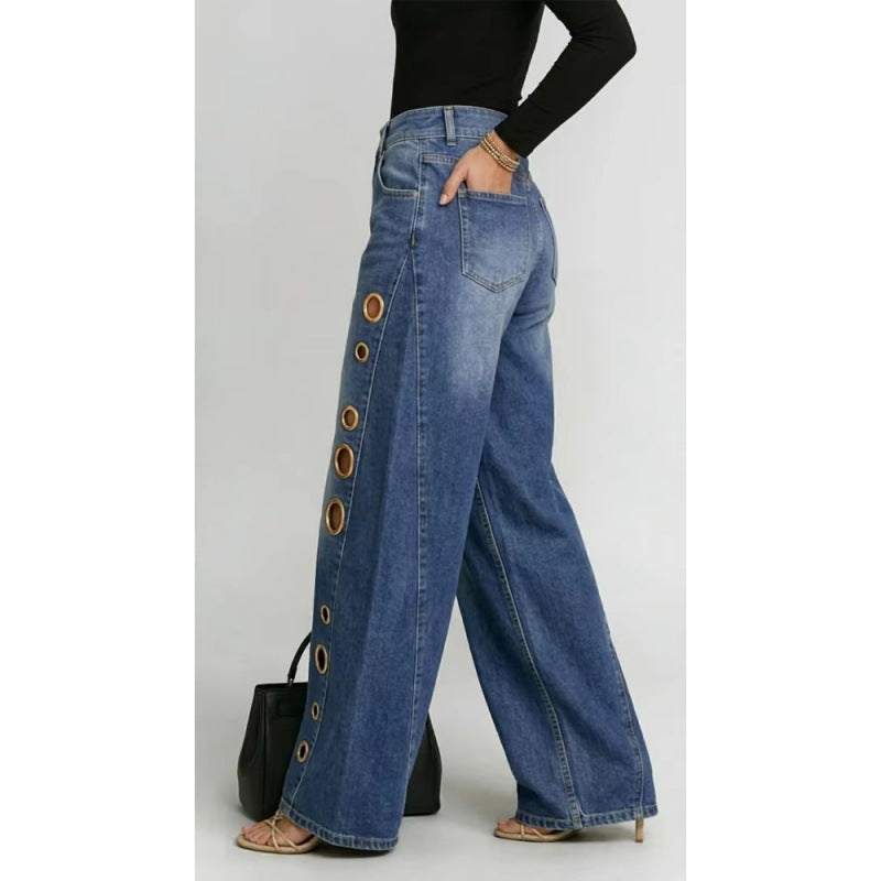 Women High Waist Wide Leg Jeans