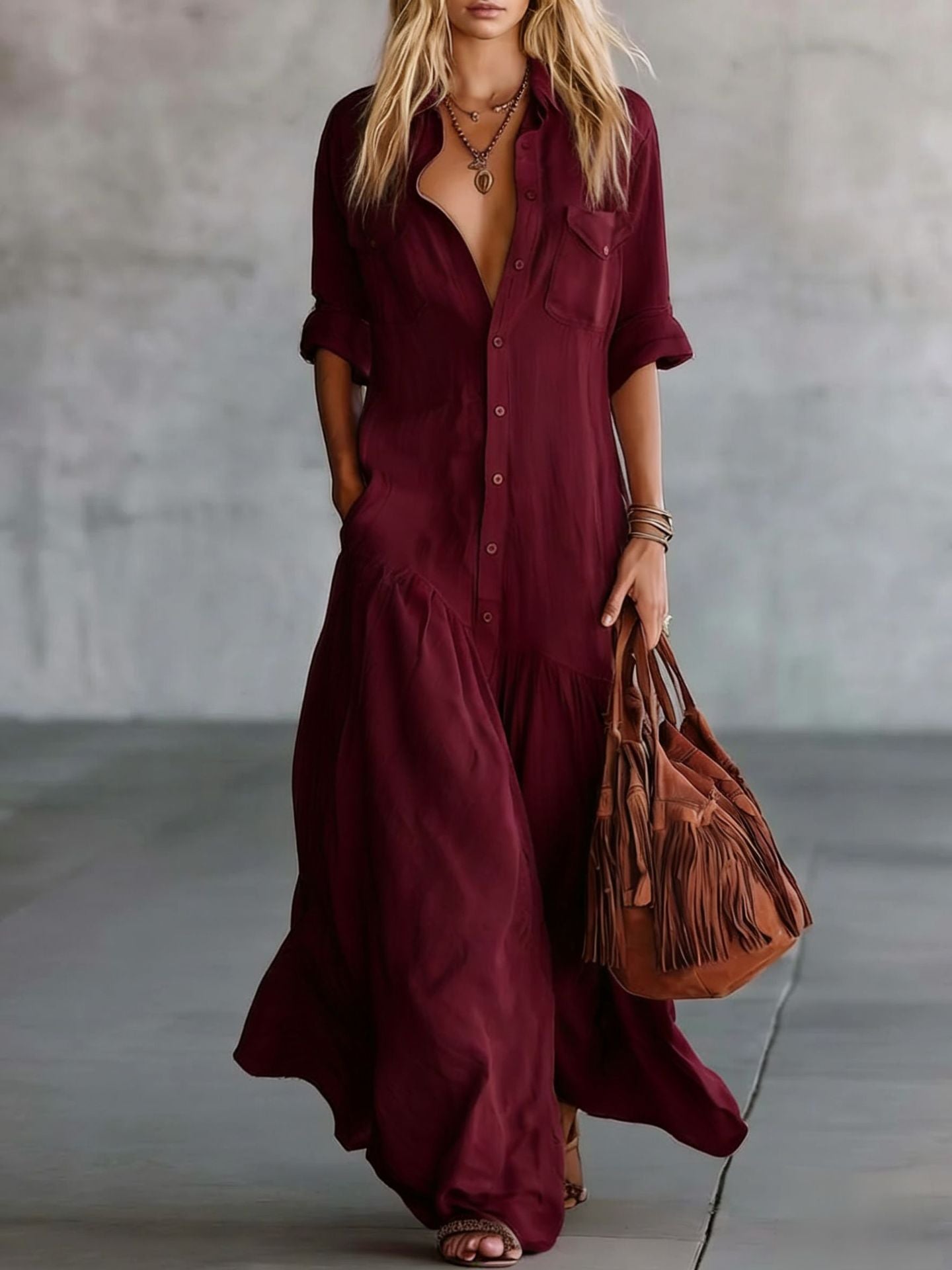 Casual Beach Vacation Chambray Dress