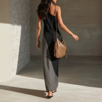 Block One Shoulder Cutout Textured Maxi Dress
