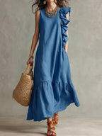 New Irregular Ruffled Sleeveless Women'S Dress