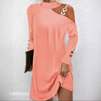 Women's Long Sleeve Halter Neck Mini Dress Black Dress