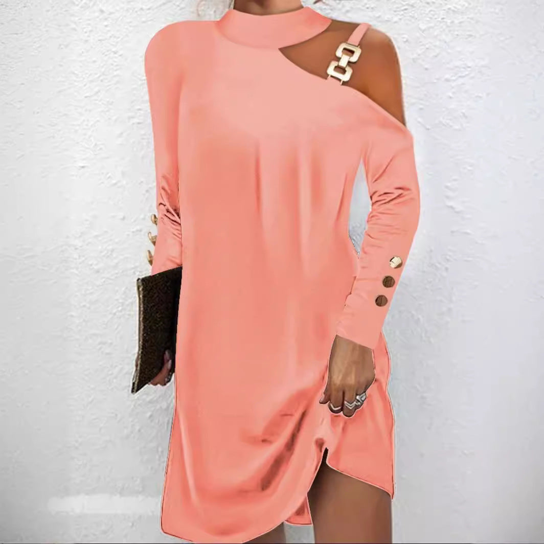 Women's Long Sleeve Halter Neck Mini Dress Black Dress