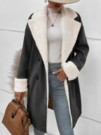 Women's Fleece Collar & Cuff Mid-Length Wool Blend Coat