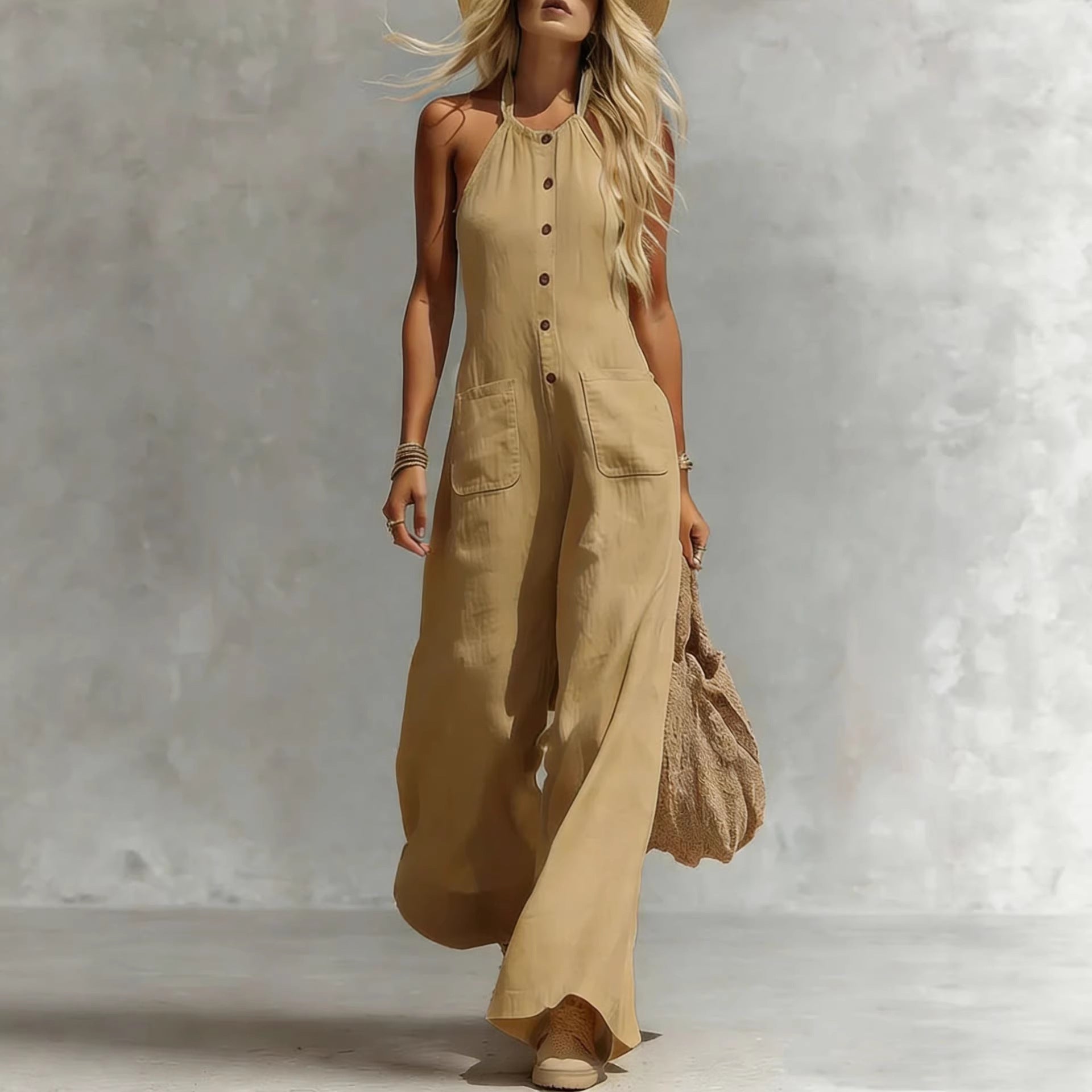 Breezy Halter Wide-Leg Jumpsuit