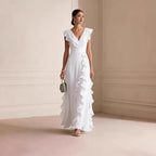 Flutter Sleeve Ruffle Maxi Dress