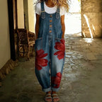 Effortless Boho Floral Denim Overalls for Women