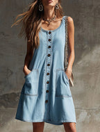 Effortless Chic Sleeveless Denim Shift Dress for Women