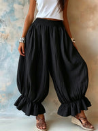 Crinkled Textured Balloon Harem Pants