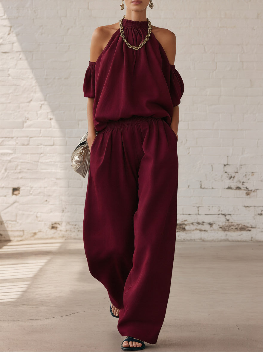 Halter Top & Wide Leg Pants 2-Piece Set | Ultimate Comfort & Style