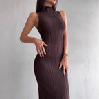 Ribbed Knitted Sleeveless Bodycon Maxi Dress