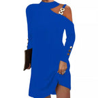 Women's Long Sleeve Halter Neck Mini Dress Black Dress