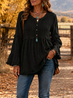 Boho Ruffle Bell Sleeve Tunic Casual  Blouse