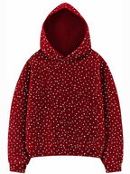 Sparkle Rhinestone Long Sleeve Drawstring Hooded Sweatshirt