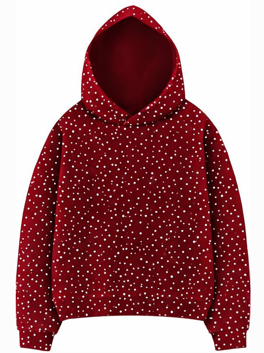Sparkle Rhinestone Long Sleeve Drawstring Hooded Sweatshirt
