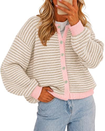 Striped Knit Button Cardigan