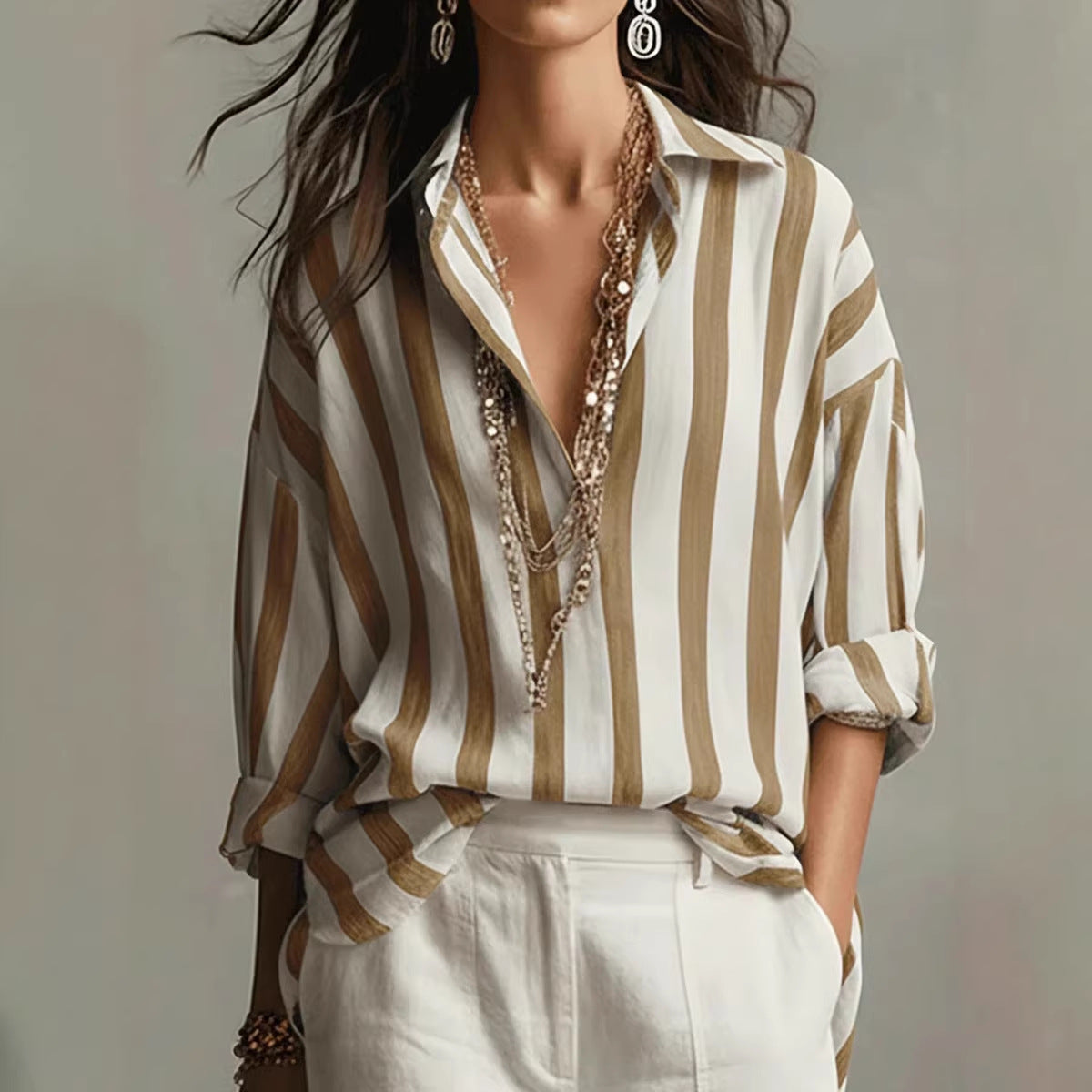 Oversized Striped Button-Down Shirt