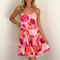 Pink Floral Tiered Mini Dress