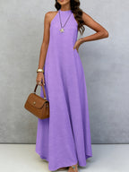 Halter Neck Tie-Back Maxi Dress