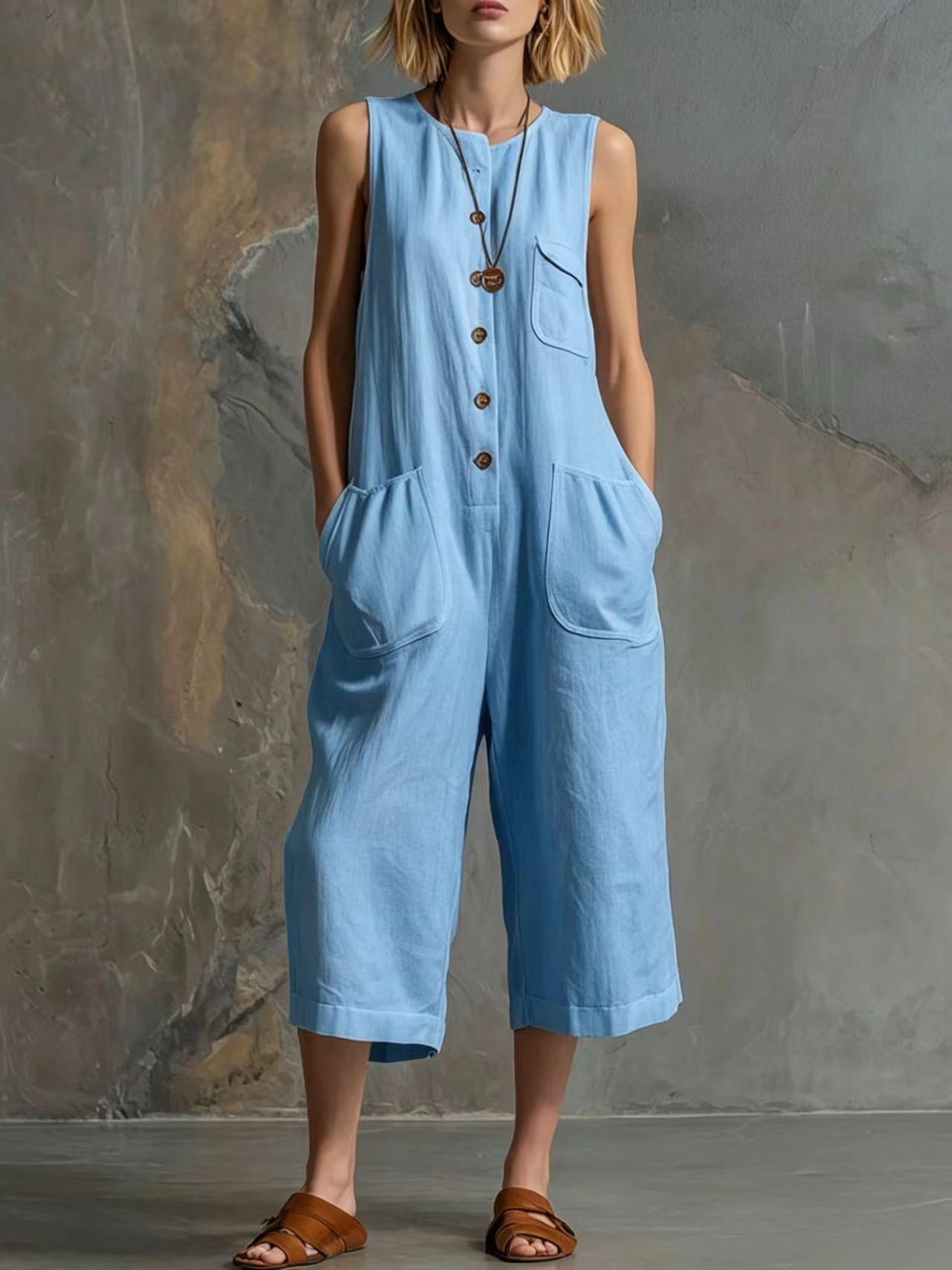 Effortless Linen Sleeveless Wide-Leg Jumpsuit