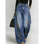 Women High Waist Wide Leg Jeans
