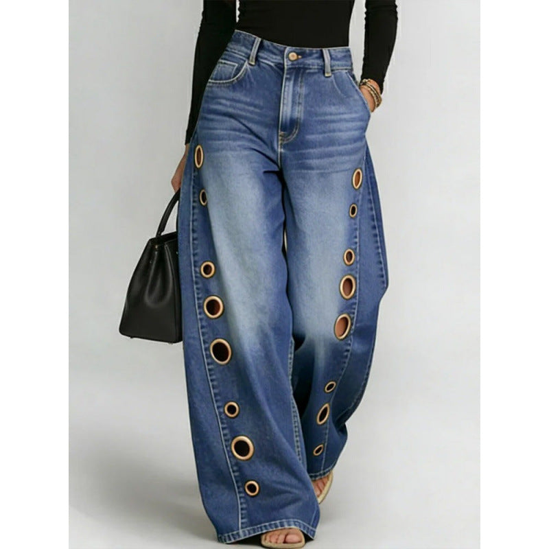 Women High Waist Wide Leg Jeans